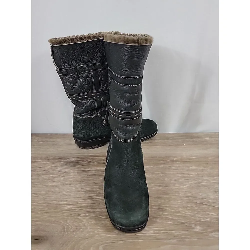 Blondo Black Suede Shearling Mouton Fur Waterproof‎ Boots US 7M #1232-41